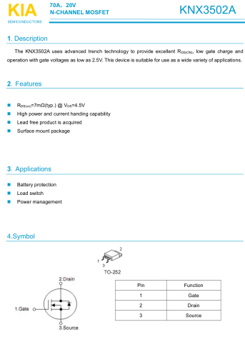 MOS管,KNX3502A,70A/20V