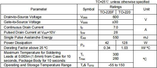 7n60場(chǎng)效應(yīng)管參數(shù),KNF4660A