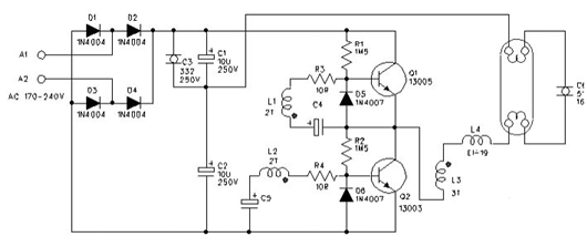 40w電子鎮(zhèn)流器電路